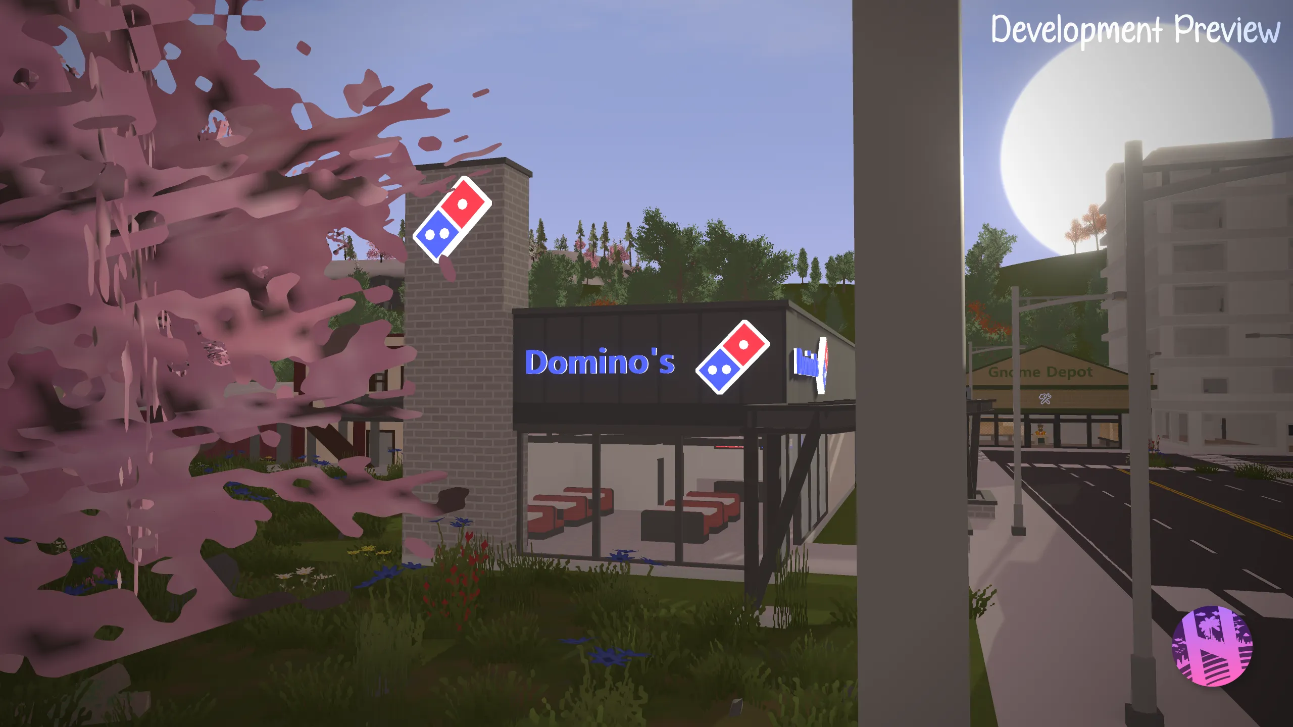 Horizon RP — the Domino's corner in Little Kyoto at golden hour